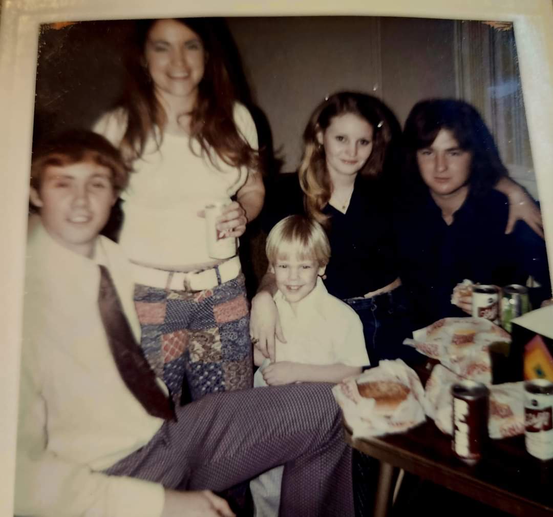 Family gathering at dining table.