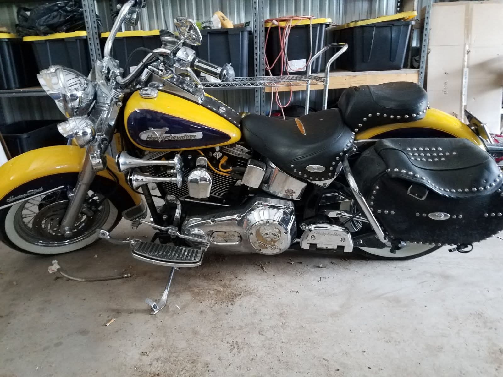 Harley-Davidson motorcycle parked indoors.